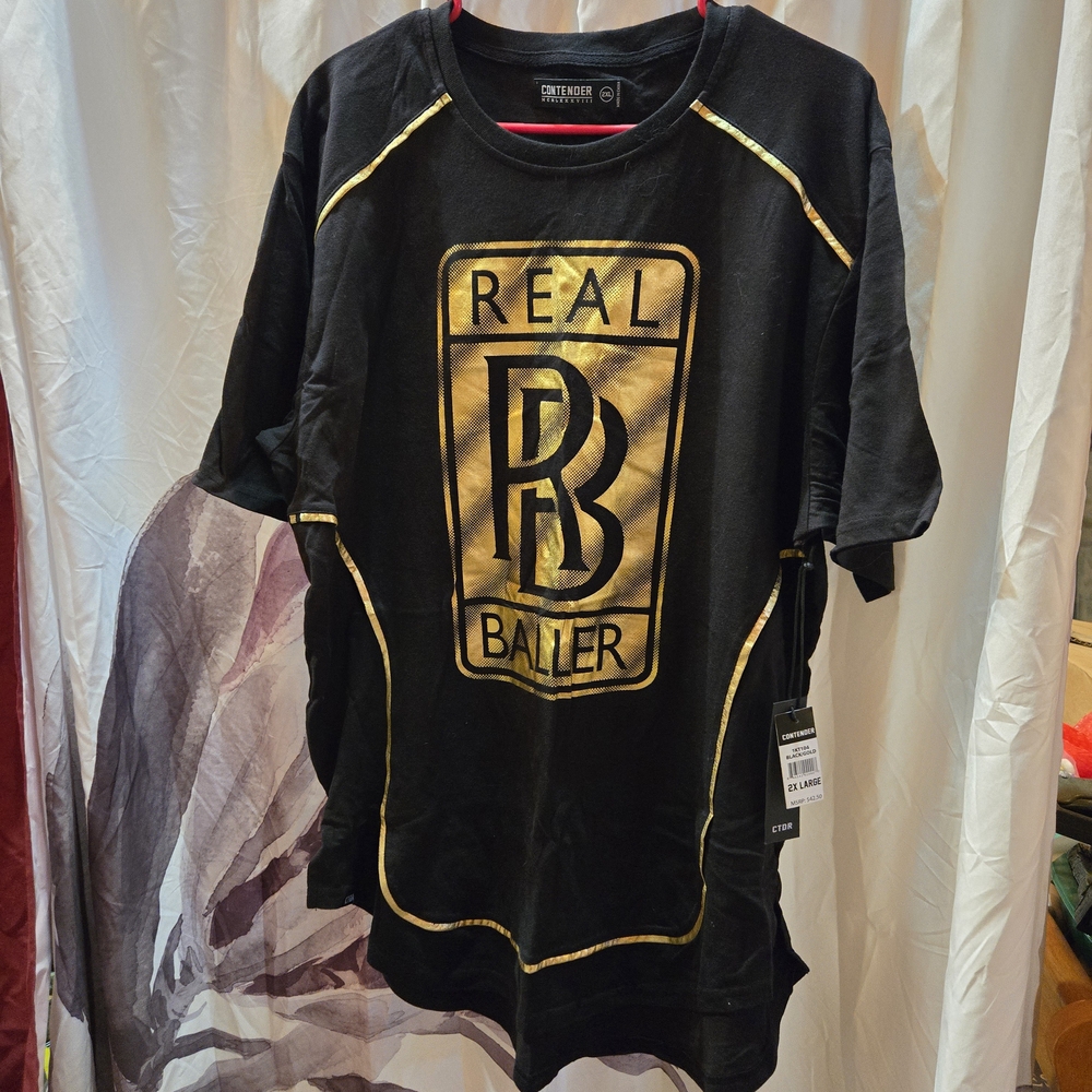 Real Baller Black and Gold Men's Short Sleeve Tee